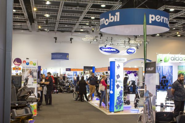 Permobil expo stand on the exhibition floor at ATSA Brisbane Expo in 2019