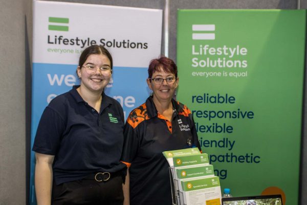 Two Lifestyle Solutions exhibitors posing for camera - ATSA Brisbane 2022 image gallery